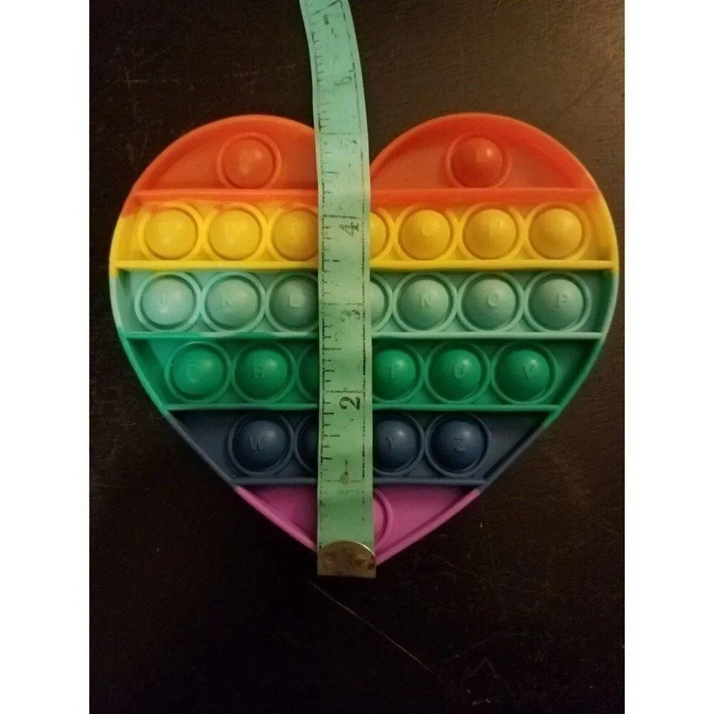 Fidget Toy Rainbow Love Heart Set Push Pop Bubble Rainbow Silicone Sensory